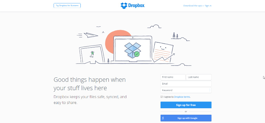 DropBox Landing Page